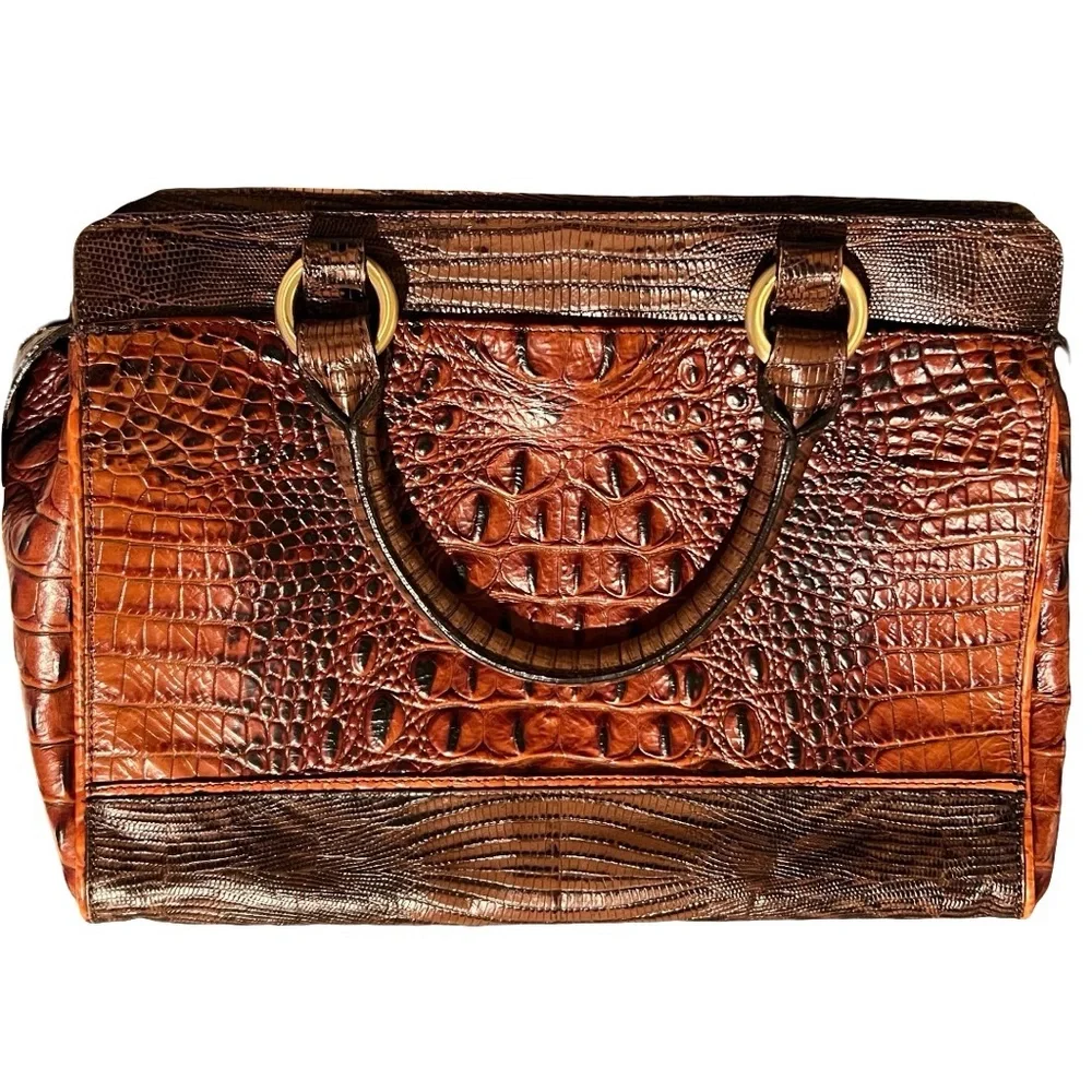 Brahmin Elegant Brown Crocodile-Embossed Handbag